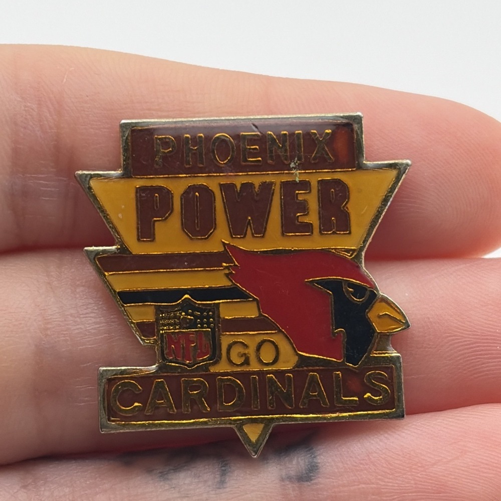 Vintage NFL Phoenix Power Go Cardinals Mascot Logo Football Hat Pin